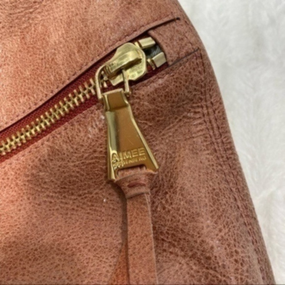 Aimee Kestenberg Slouchy Distressed Pink Leather Hobo Bag - Picture 10 of 15